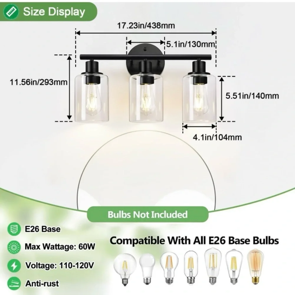 Modern Black Vanity Light Fixture